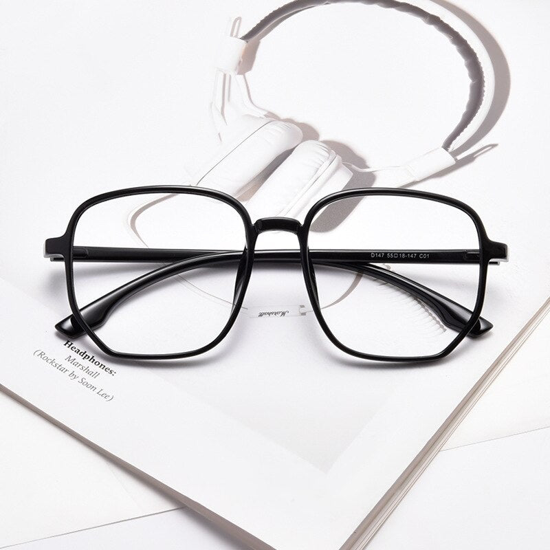 Yimaruili Unisex Full Rim Acetate Polygon Frame Eyeglasses D147 Full Rim Yimaruili Eyeglasses Brihgt Black