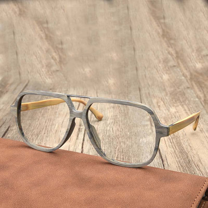Hdcrafter Unisex Full Rim Square Oversized Wood Eyeglasses Ps8210 Full Rim Hdcrafter Eyeglasses