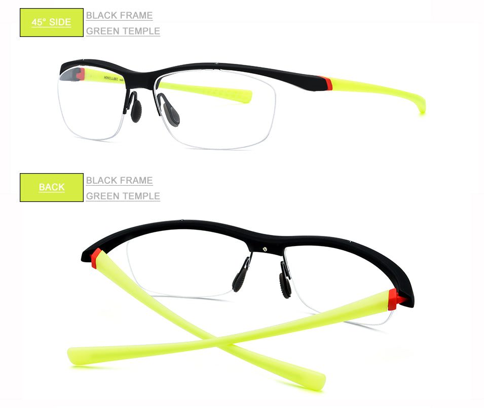 Hdcrafter Men's Semi Rim Rectangle TR 90 Sports Frame Eyeglasses 7027 Full Rim Hdcrafter Eyeglasses