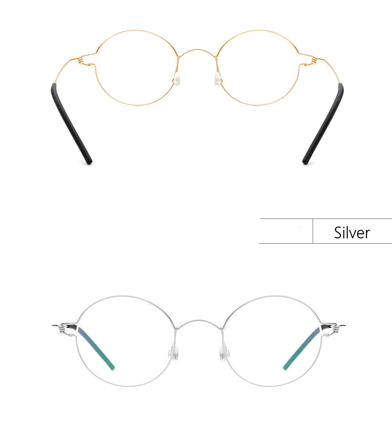 Yimaruili Unisex Full Rim Screwless Titanium Alloy Round Frame Eyeglasses 28607 Full Rim Yimaruili Eyeglasses
