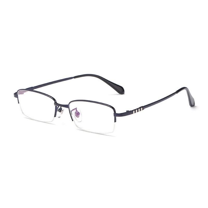 Hotony Men's Semi Rim Titanium Alloy Rectangle Frame Eyeglasses 9071 Semi Rim Hotony