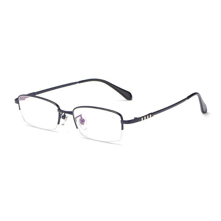 Hotony Men's Semi Rim Titanium Alloy Rectangle Frame Eyeglasses 9071 Semi Rim Hotony