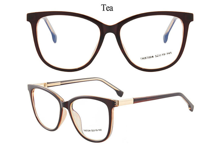 Hotony Woman's Full Rim Cat Eye TR 90 Resin Alloy Frame Eyeglasses 7004 Full Rim Hotony