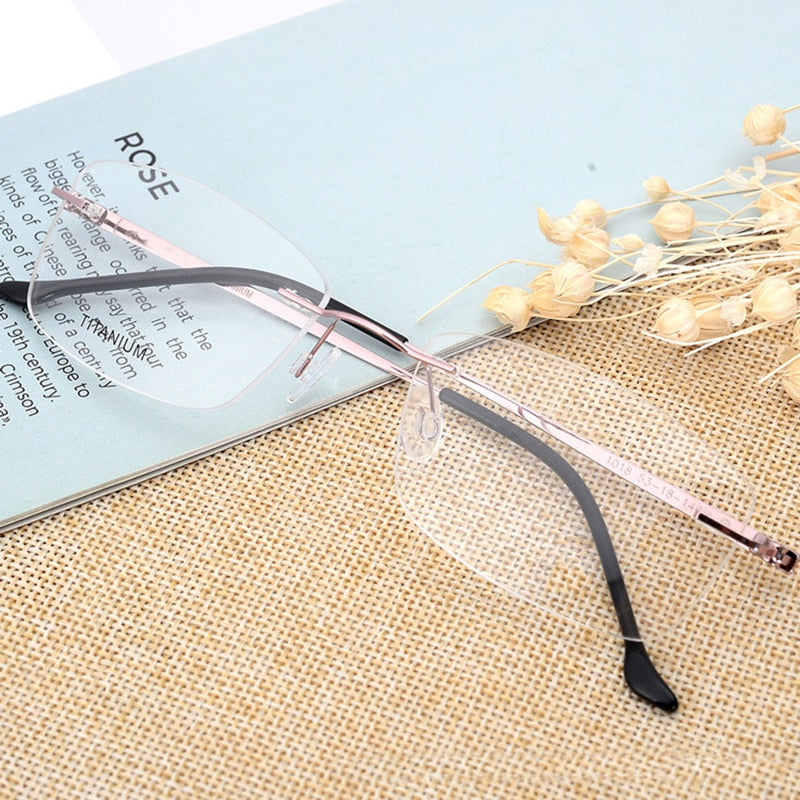 Hotony Unisex Rimless Alloy Frame Rectangle Lens Eyeglasses Rw004 Rimless Hotony