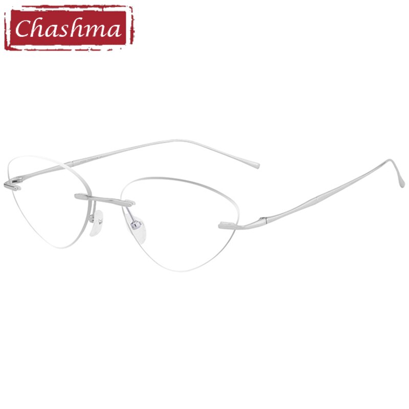 Chashma Ottica Unisex Rimless Triangle Cat Eye Titanium Eyeglasses 632 Rimless Chashma Ottica