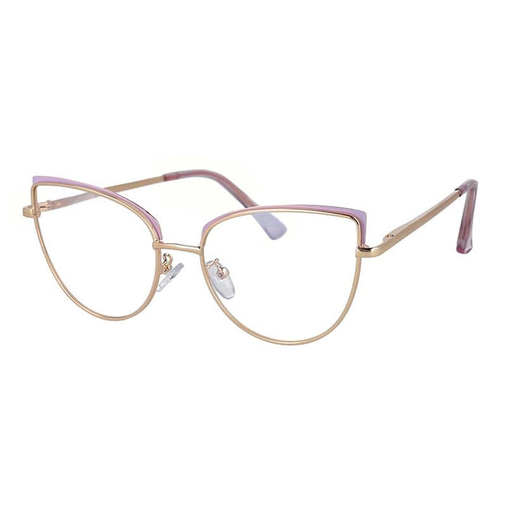 CCspace Unisex Full Rim Cat Eye Alloy Frame Eyeglasses 53101 Full Rim CCspace CN Purple