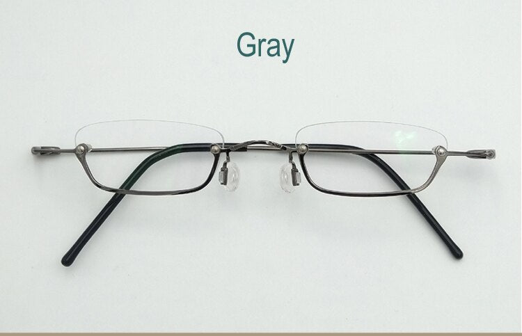 Yujo Unisex Small Square Semi Rim Stainless Steel Reading Glasses Y037 Reading Glasses Yujo China 0 gray