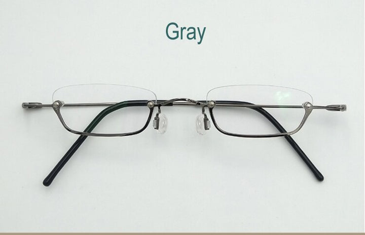 Yujo Unisex Small Square Semi Rim Stainless Steel Reading Glasses Y037 Reading Glasses Yujo China 0 gray