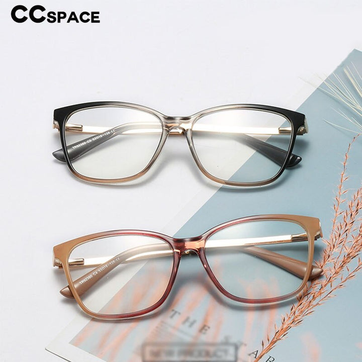 CCspace Unisex Full Rim Square Cat Eye Tr 90 Titanium Frame Eyeglasses 48152 Full Rim CCspace