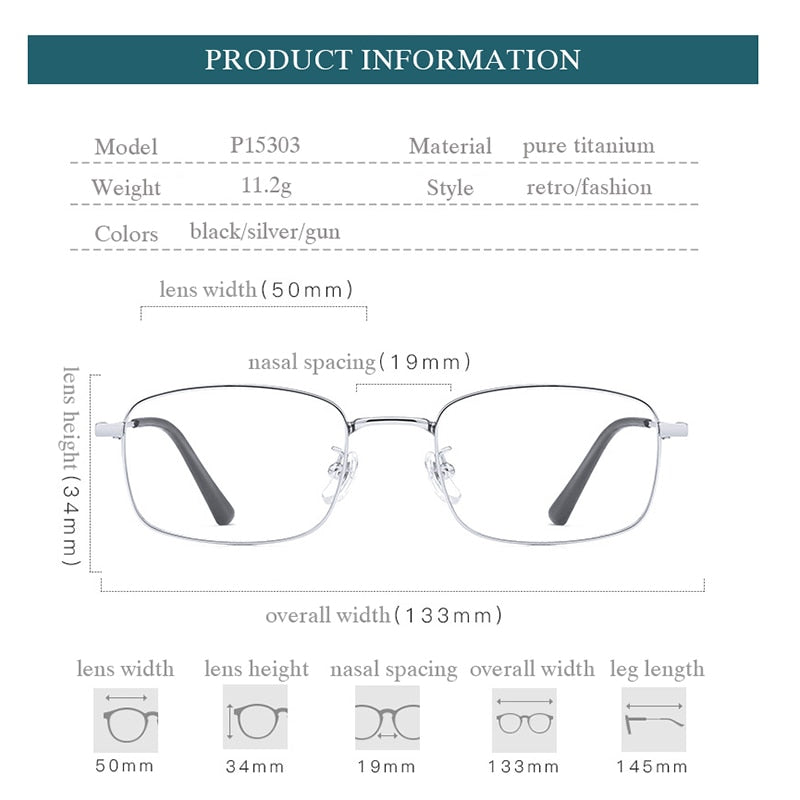 Hotochki Unisex Full Rim Titanium Alloy IP Plated Frame Eyeglasses P15303 Full Rim Hotochki