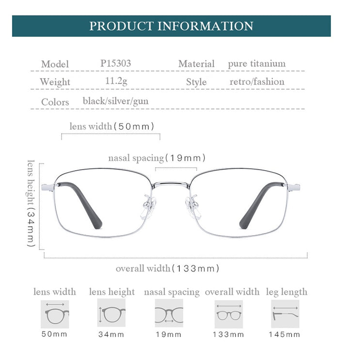Hotochki Unisex Full Rim Titanium Alloy IP Plated Frame Eyeglasses P15303 Full Rim Hotochki