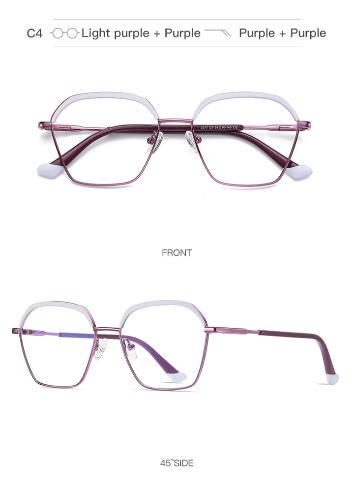 Gmei Women's Full Rim Alloy Square Frame Eyeglasses 3017 Full Rim Gmei Optical