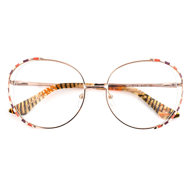 Laoyehui Women's Eyeglasses Alloy Frame Oversize Round 18032 Full Rim Laoyehui C4