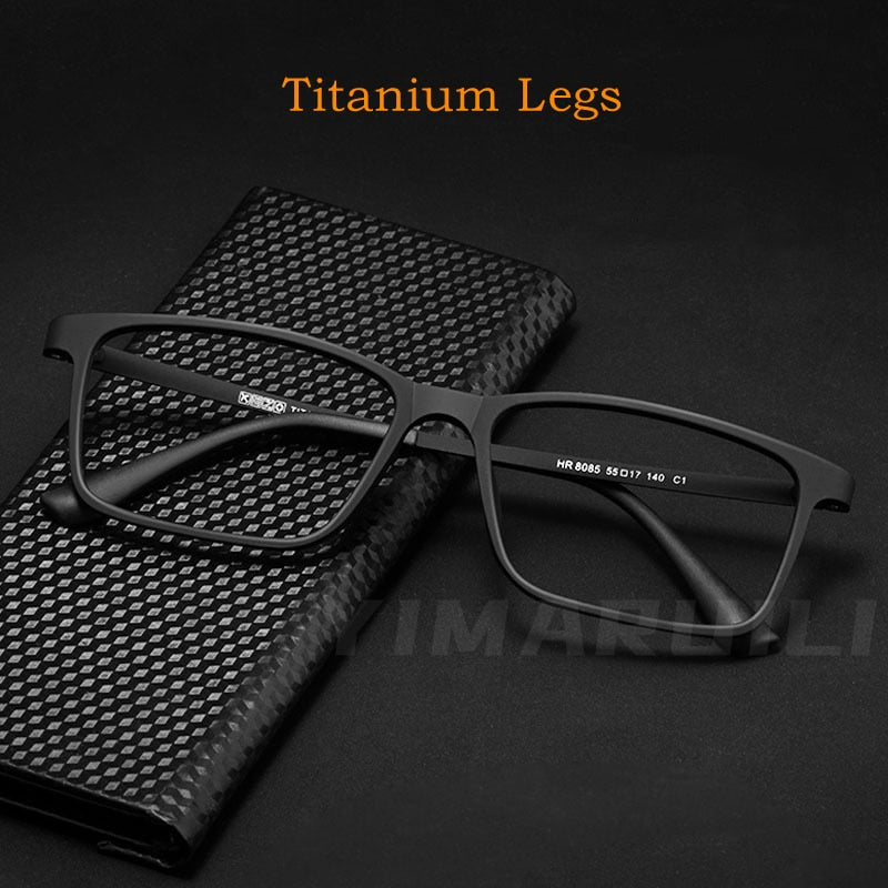 Yimaruili Men's Full Rim Resin Titanium Frame Eyeglasses HR8085 Full Rim Yimaruili Eyeglasses