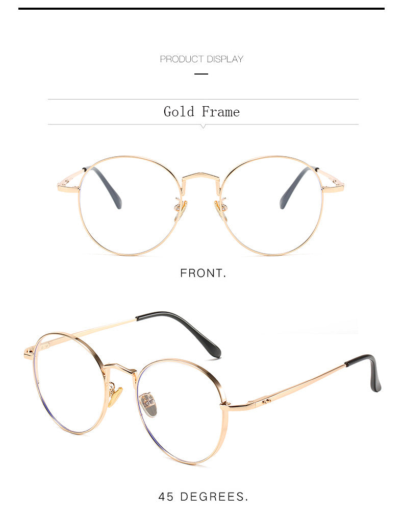 Hdcrafter Unisex Full Rim Round Alloy Frame Eyeglasses Anti Blue Light Lenses 2355 Full Rim Hdcrafter Eyeglasses