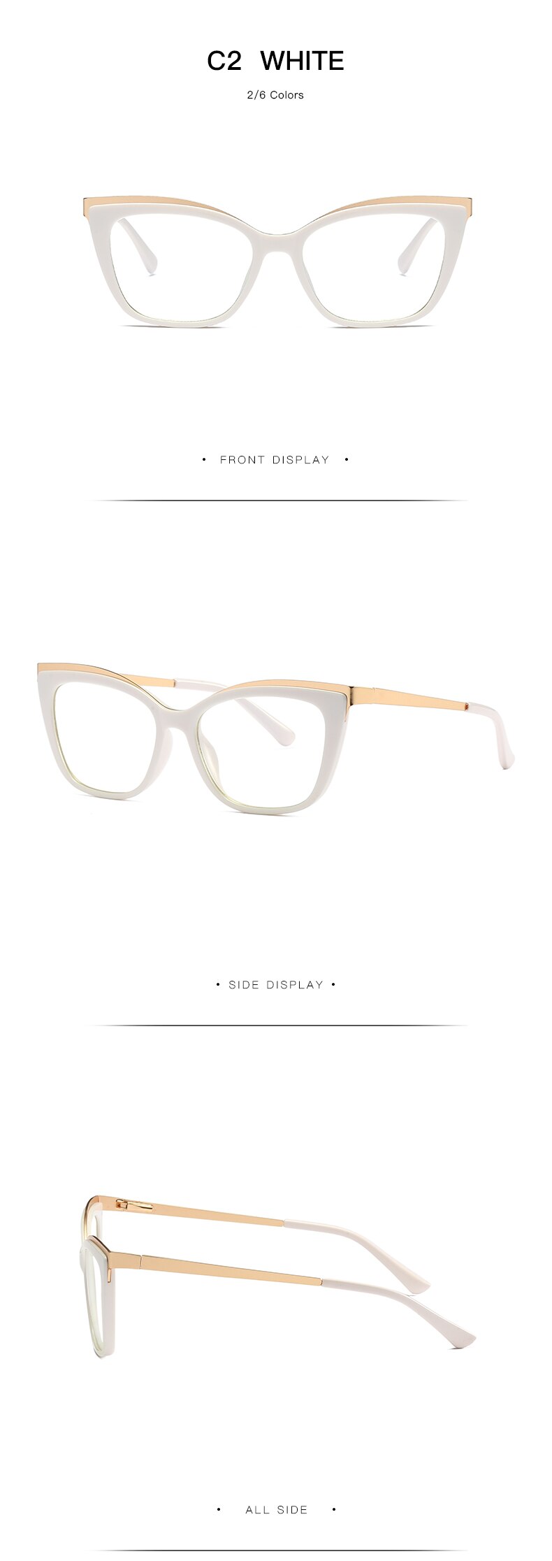 Hotochki Women's Full Rim Cat Eye Alloy Acetate Frame Eyeglasses 2049 Full Rim Hotochki