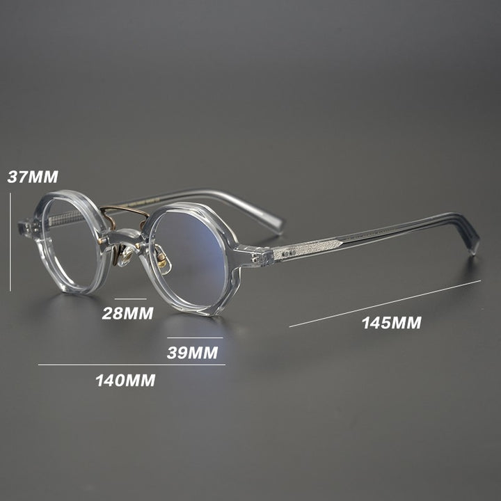 Gatenac Unisex Full Rim Round Acetate Double Bridge Frame Eyeglasses Gxyj706 Full Rim Gatenac