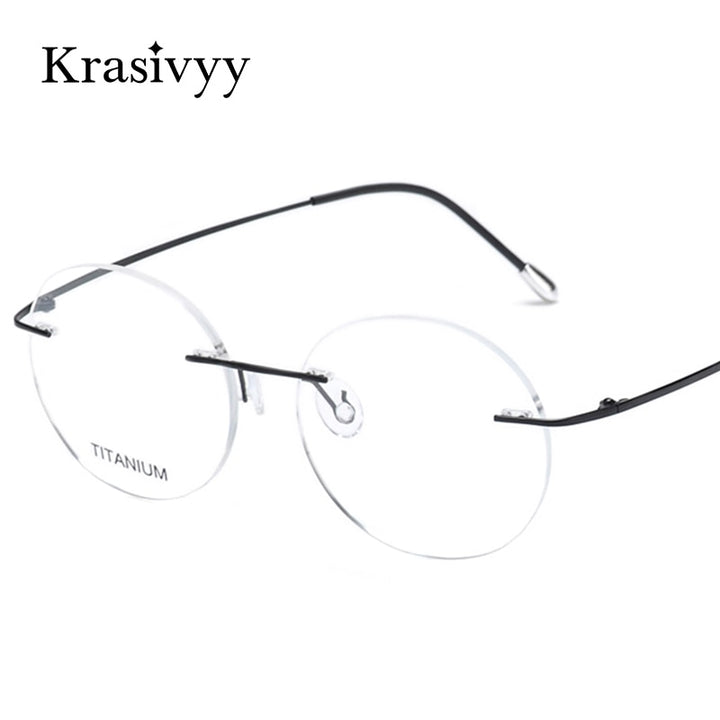 Krasivyy Unisex Rimless Round Titanium Eyeglasses Kr6012 Rimless Krasivyy