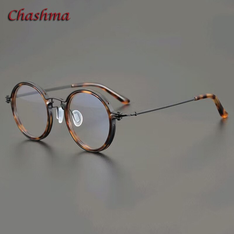 Chashma Ochki Unisex Full Rim Round Titanium Acetate Eyeglasses Z012 Full Rim Chashma Ochki   