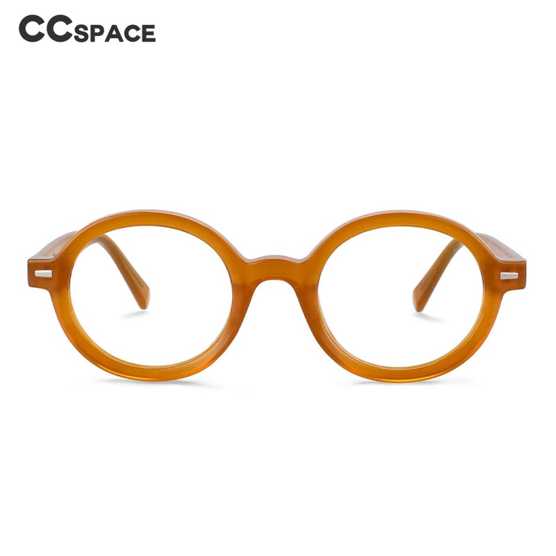 CCspace Unisex Full Rim Round Oval Tr 90 Titanium Rivet Frame Eyeglasses 54026 Full Rim CCspace