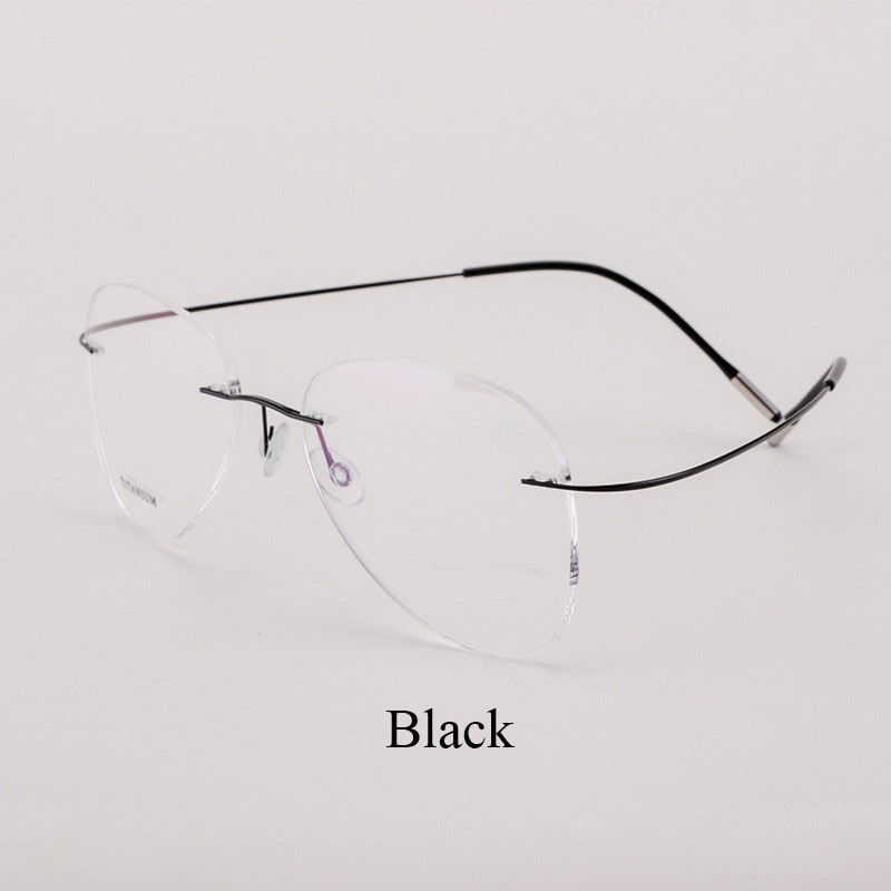 Bclear Unisex Customized Rimless Oval Titanium Alloy Eyeglasses My20002 Rimless Bclear Black