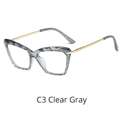 Ralferty Women's Full Rim Cat Eye Acetate Reading Glasses 7533 Reading Glasses Ralferty C3 Clear Gray +100
