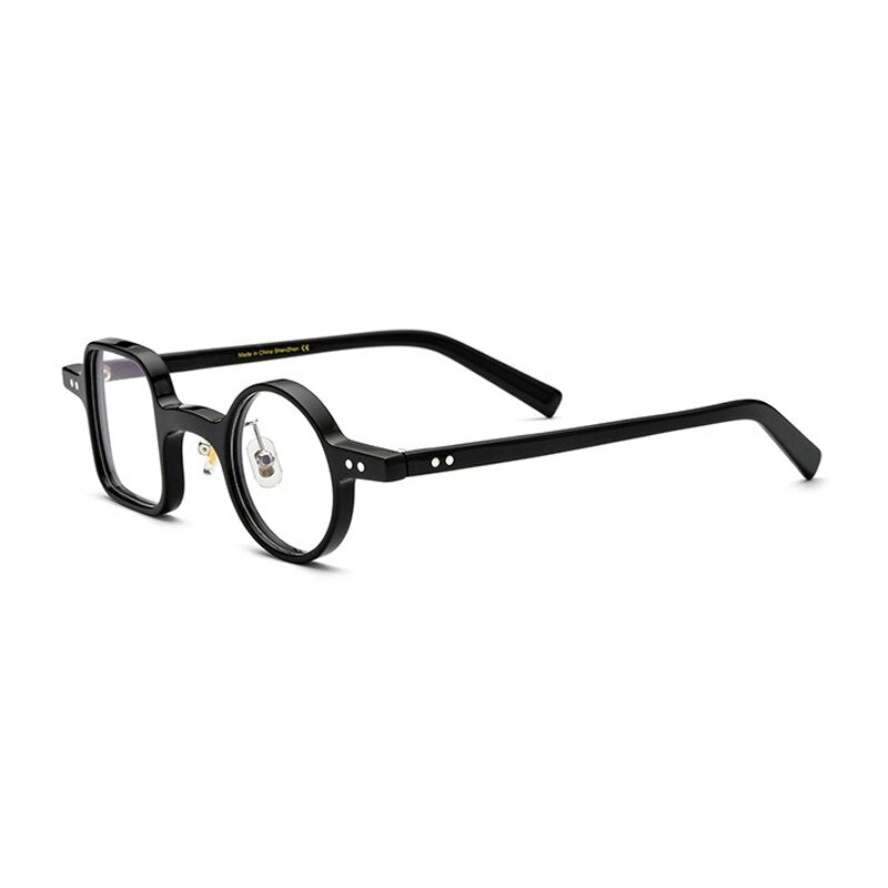 Gatenac Unisex Full Rim Square Round Acetate Frame Eyeglasses Gxyj584 Full Rim Gatenac Black  