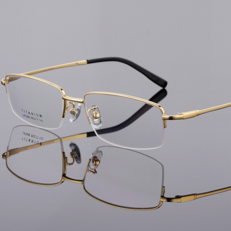 Men's Semi Rim Square Titanium Frame Eyeglasses Lb7805 Semi Rim Bclear