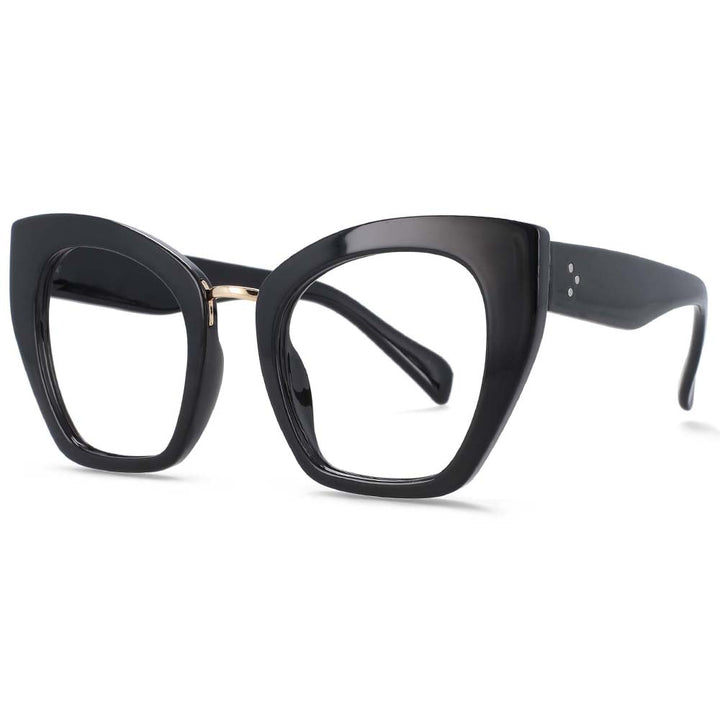 CCspace Unisex Full Rim Oversized Cat Eye Resin Frame Eyeglasses 54045 Full Rim CCspace black