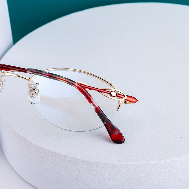 Women's Oval Semi Rim Alloy Eyeglasses Yy1128 Semi Rim Bclear