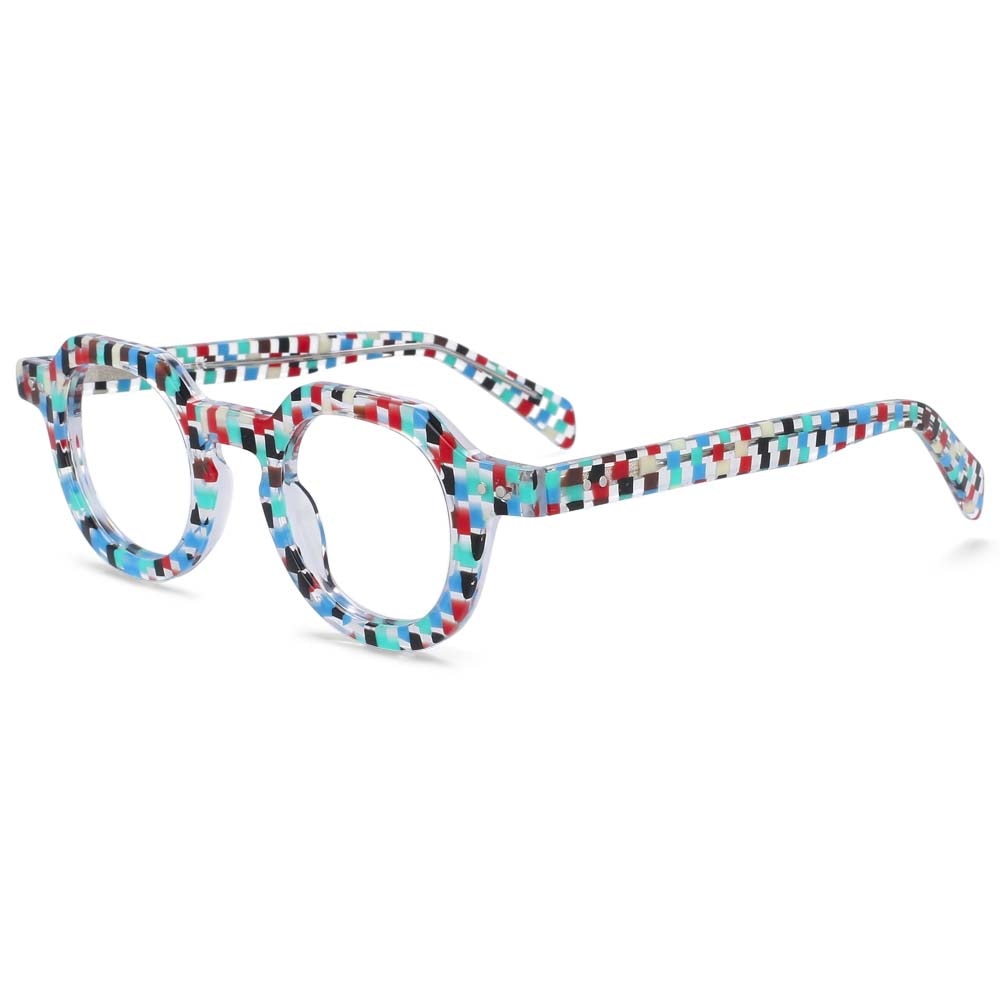 CCspace Unisex Full Rim Round Acetate Frame Eyeglasses 49875 Full Rim CCspace floral