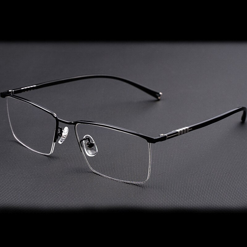 Hotochki Men's Semi Rim Titanium Frame Eyeglasses P9861 Semi Rim Hotochki black