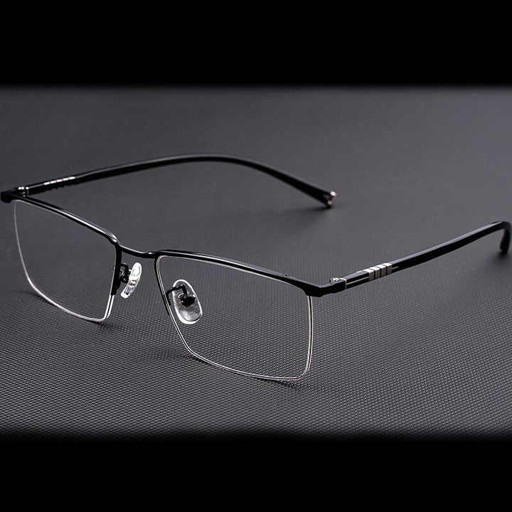 Hotochki Men's Semi Rim Titanium Frame Eyeglasses P9861 Semi Rim Hotochki black