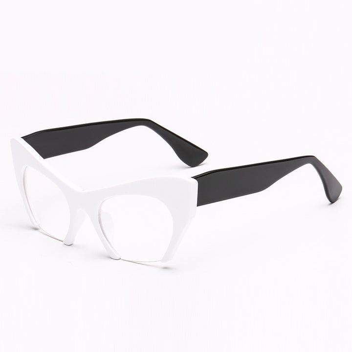 CCspace Unisex Semi Rim Cat Eye Resin Frame Eyeglasses 45292 Semi Rim CCspace C7Black-Leg