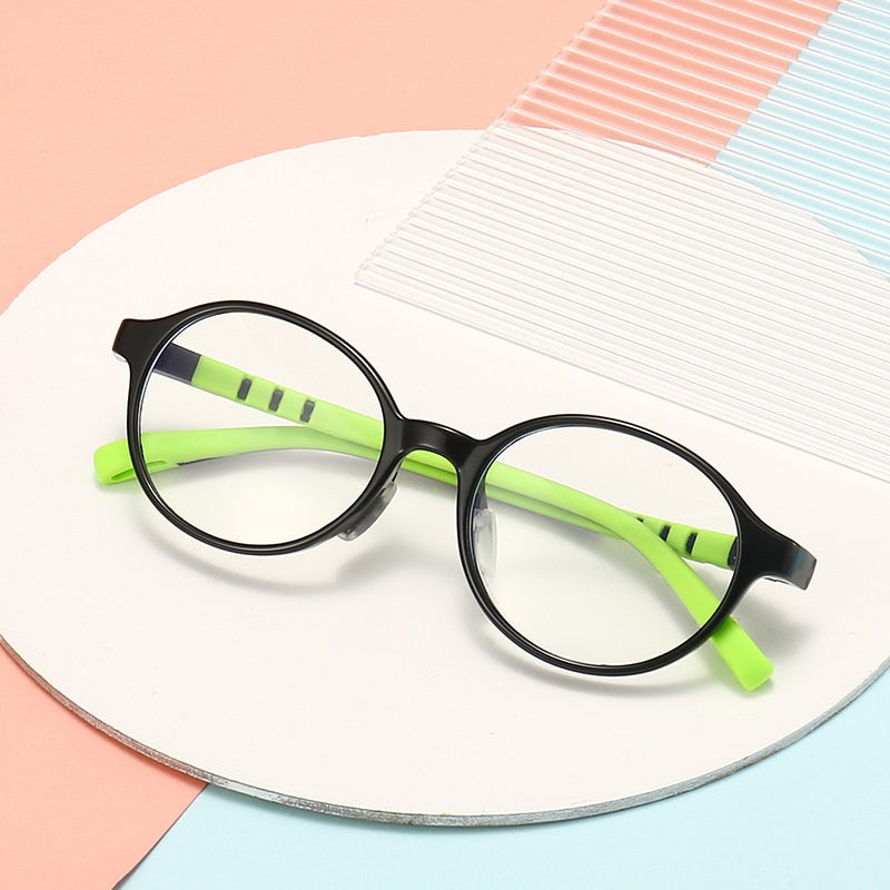 Oveliness Unisex Children's Full Rim Round Tr 90 Silicone Titanium Eyeglasses Trd108 Full Rim Oveliness