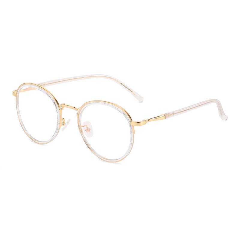 Hotony Unisex Full Rim Round Tr 90 Alloy Eyeglasses 1922 Full Rim Hotony TRANSPARENT GOLD  