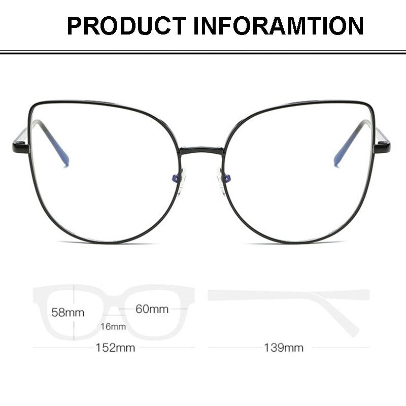 Hotony Women's Full Rim Alloy Cat Eye Frame Eyeglasses 3449 Full Rim Hotony