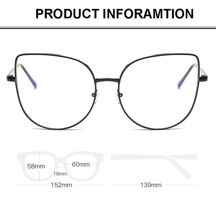 Hotony Women's Full Rim Alloy Cat Eye Frame Eyeglasses 3449 Full Rim Hotony