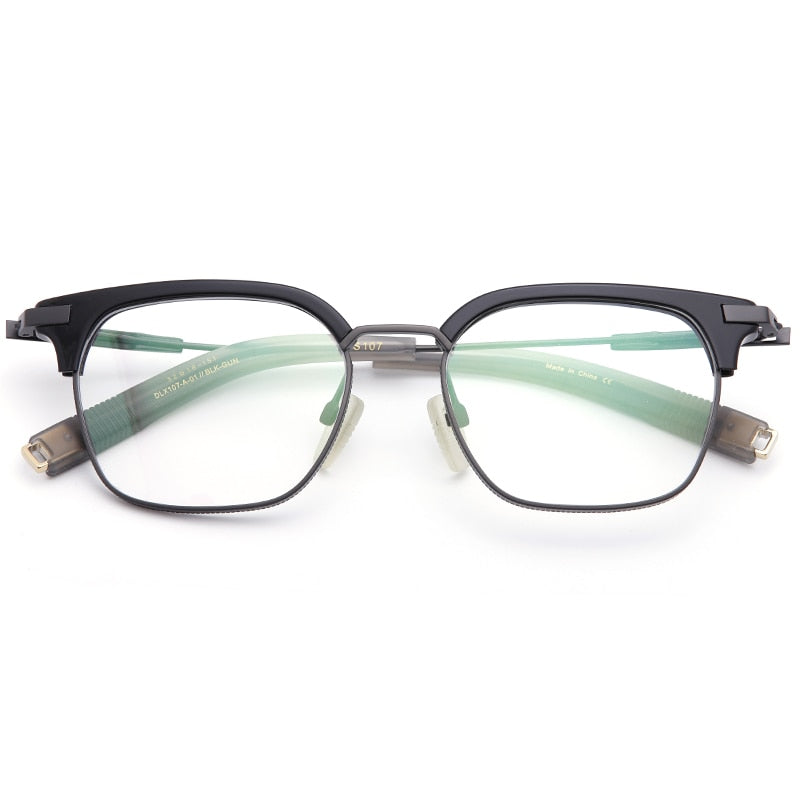 Muzz Men's Full Rim Square Titanium Acetate Frame Eyeglasses 107 Full Rim Muzz C1