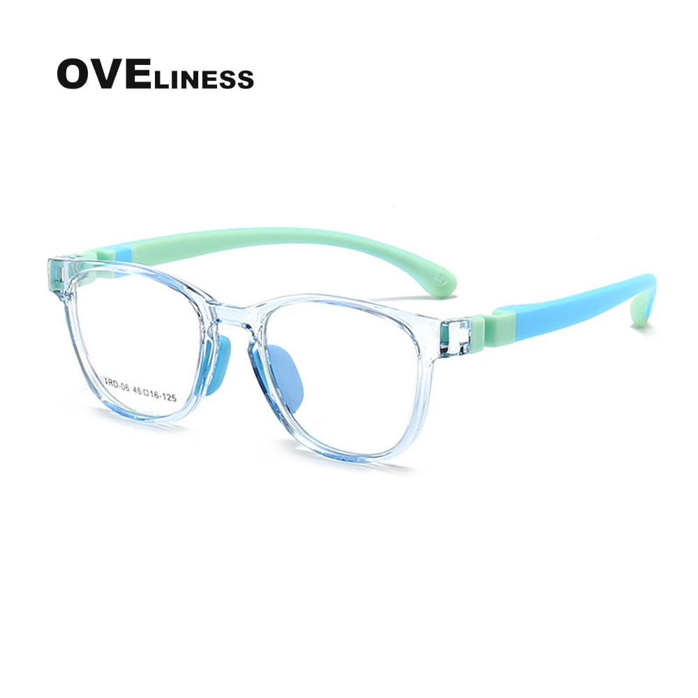 Oveliness Unisex Children's Full Rim Square Round Tr 90 Titanium Eyeglasses Olp06 Full Rim Oveliness C6