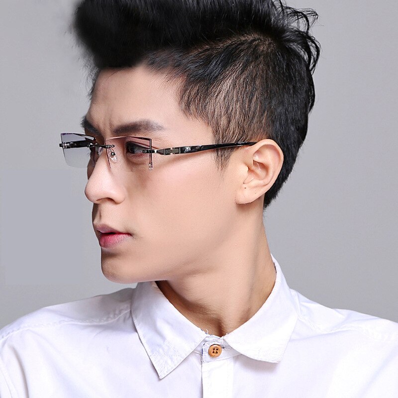 Reven Jate 58050 Alloy Rimless Diamond Cutting Man Glasses Frame Eyeglasses Men Eyewear Rimless Reven Jate