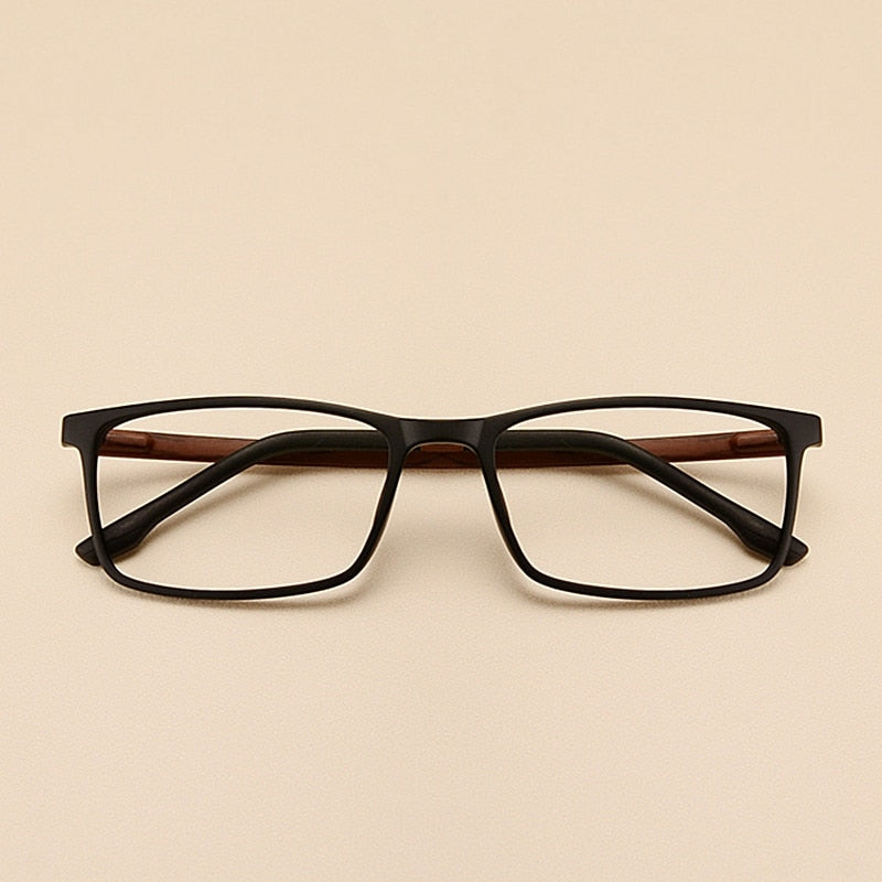 Yimaruili Unisex Full Rim Imitation Wood Grain Resin Frame Eyeglasses 98056 Full Rim Yimaruili Eyeglasses Black coffee