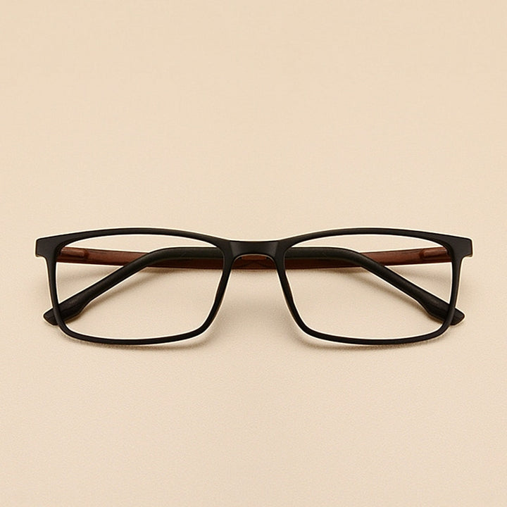 Yimaruili Unisex Full Rim Imitation Wood Grain Resin Frame Eyeglasses 98056 Full Rim Yimaruili Eyeglasses Black coffee