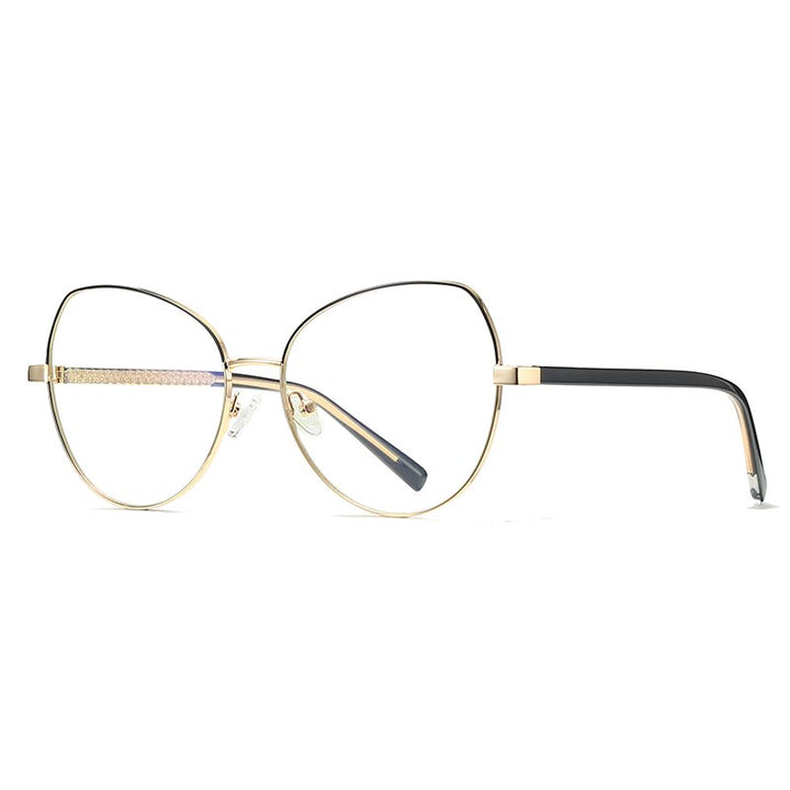 Hotochki Women's Full Rim Cat Eye Alloy Frame Eyeglasses 3001 Full Rim Hotochki Black Gold