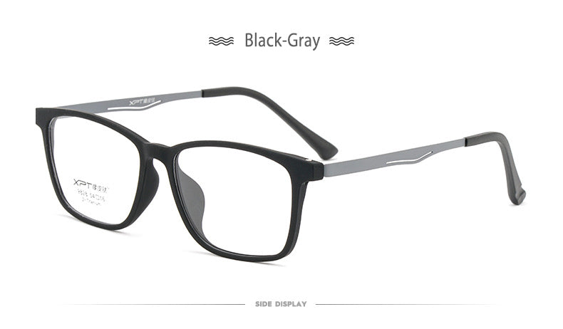 Hotony Unisex Full Rim Square TR 90 Resin B Titanium Frame Eyeglasses 9828 Full Rim Hotony