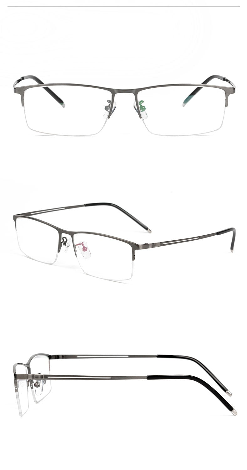 Reven Jate Men's Semi Rim Square Titanium Eyeglasses Ej8606 Semi Rim Reven Jate