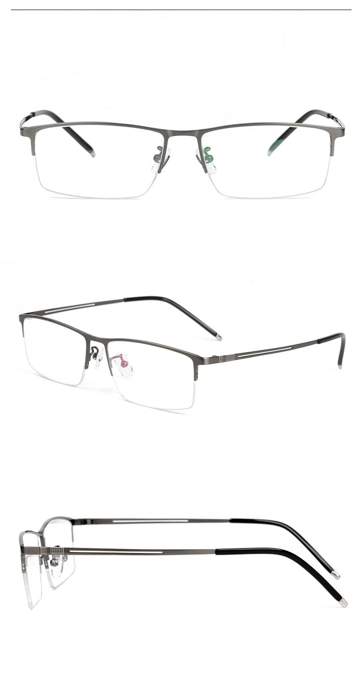Reven Jate Men's Semi Rim Square Titanium Eyeglasses Ej8606 Semi Rim Reven Jate