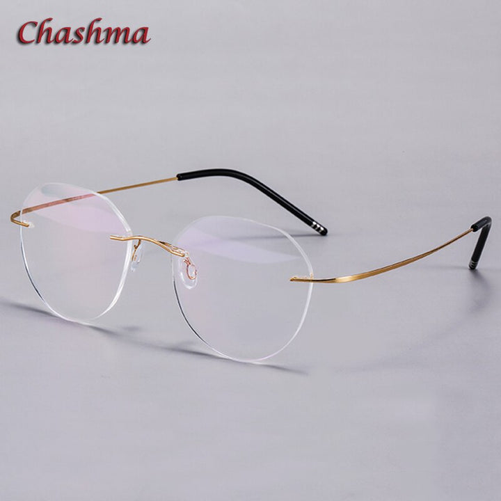 Chashma Ochki Unisex Rimless Round Titanium Eyeglasses 8151 Rimless Chashma Ochki