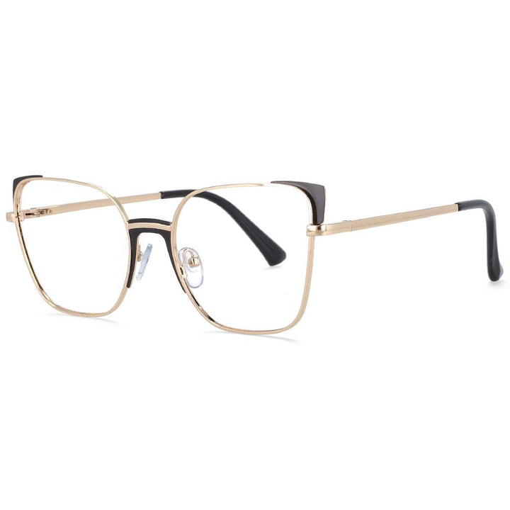CCspace Women's Full Rim Rectangle Cat Eye Alloy Frame Eyeglasses 53587 Full Rim CCspace black