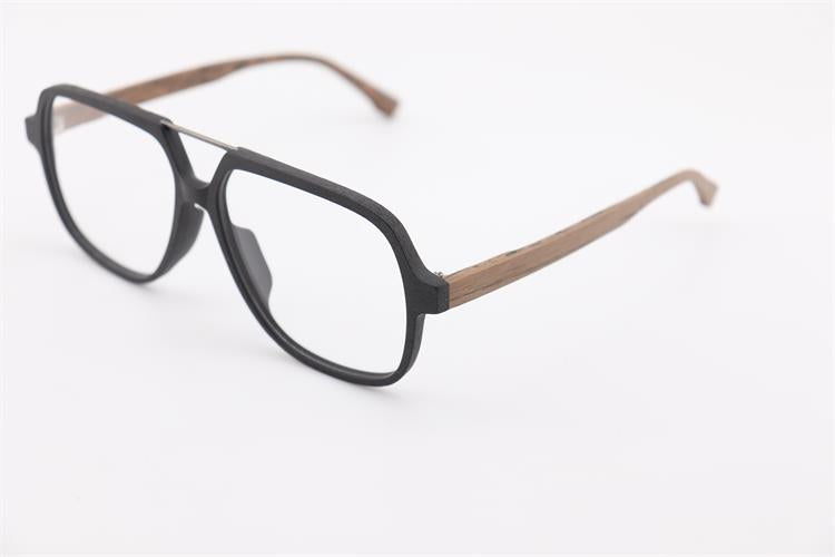 Hdcrafter Unisex Full Rim Polygonal Double Bridge Wood Metal Frame Eyeglasses 6018 Full Rim Hdcrafter Eyeglasses   